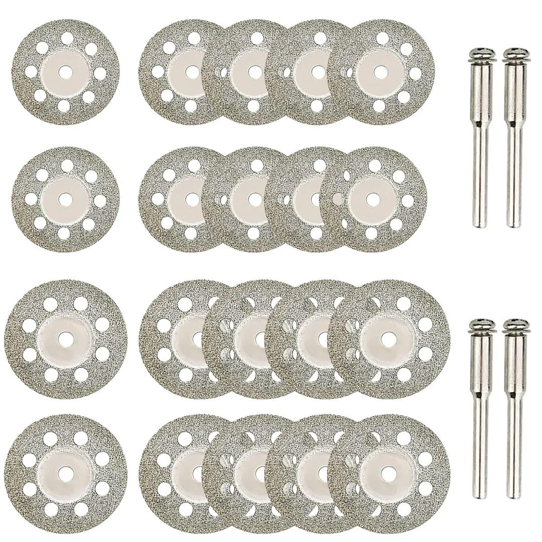 Wolfride 20Pcs Diamond Cutting Disc for Rotary Tool Small Diamond Cutting Wheel for Metal Ceramic Glass Marble| 22mm and 25mm