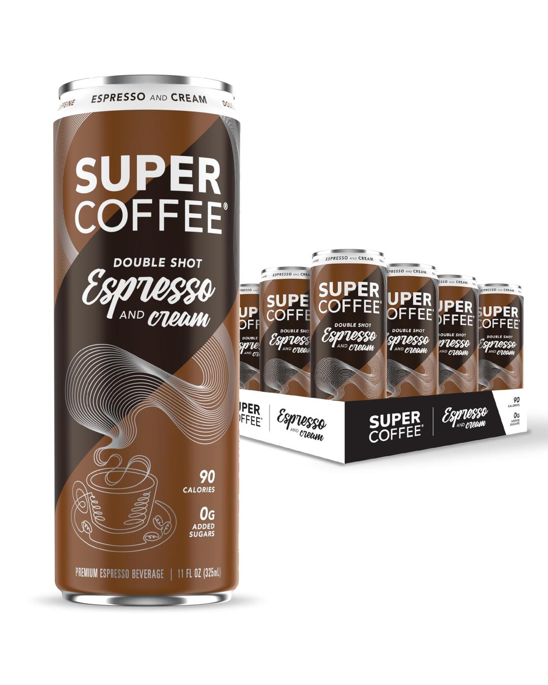 KITU SUPER COFFEE Espresso, Iced Keto Coffee (0g Added Sugar, 90 Calories) [Espresso & Cream] 11 Fl Oz, 12 Pack | Iced Coffee, Protein Coffee, Coffee Drinks, Smart Coffee - SoyFree GlutenFree