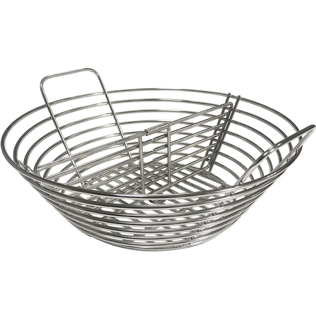 GRILLJOB Lump Charcoal Fire Basket with Divider Stainless Steel Grill Ash Baskets Fits 18" Big Green Egg Accessories, Kamado Joe Classic Large Green Egg Basket