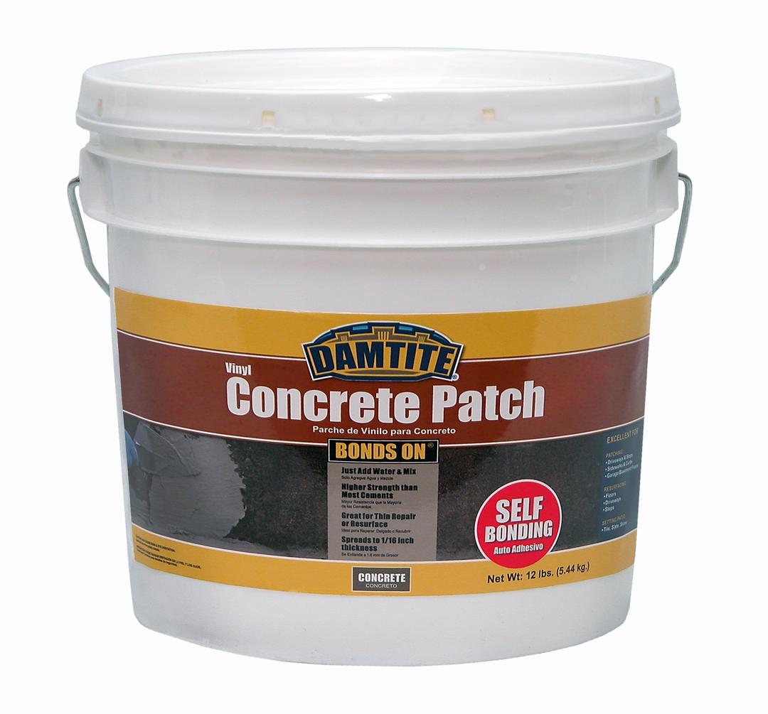 DAMTITE BondsOn Vinyl Concrete Patch, Higher Strength Than Most Cements, Spreads to 1/16" Thickness, Just Add Water & Mix (12lb)