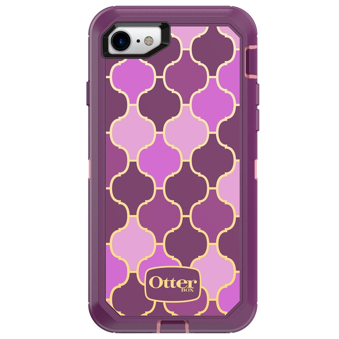 OTTERBOX DEFENDER SERIES Case for iPhone SE (2nd Gen - 2020) & iPhone 8/7 (NOT PLUS) - Frustration FRĒe Packaging - ARABESQUE (ROSMARINE/PLUM HAZE/ARABESQUE GRAPHIC)