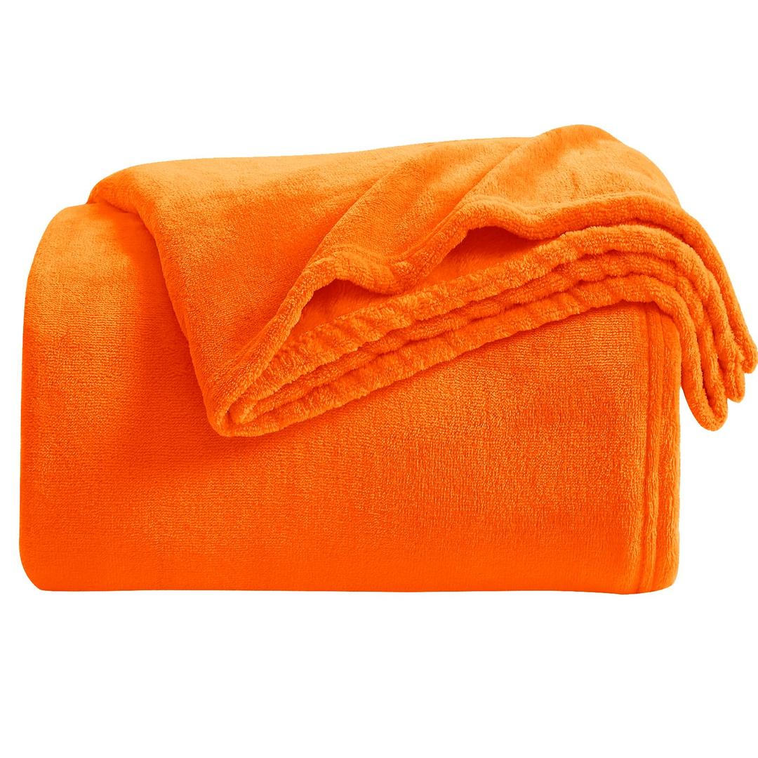 KMUSET Fall Throw Blanket Orange Fleece Throw 50 X 60 inches - Super Soft Cozy Lightweight for Sofa, Bed