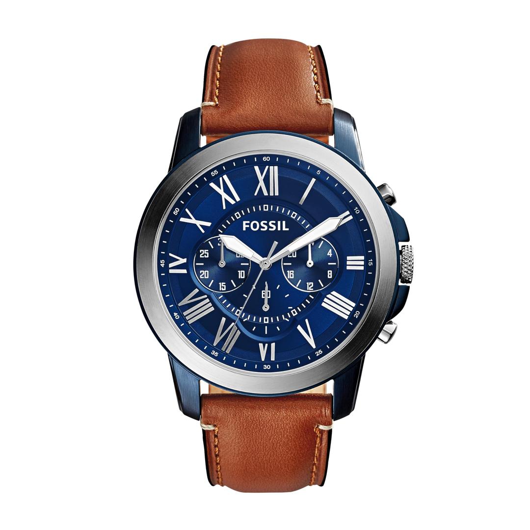 FossilGrant Men's Watch with Chronograph or Automatic Display and Genuine Leather or Stainless Steel Band