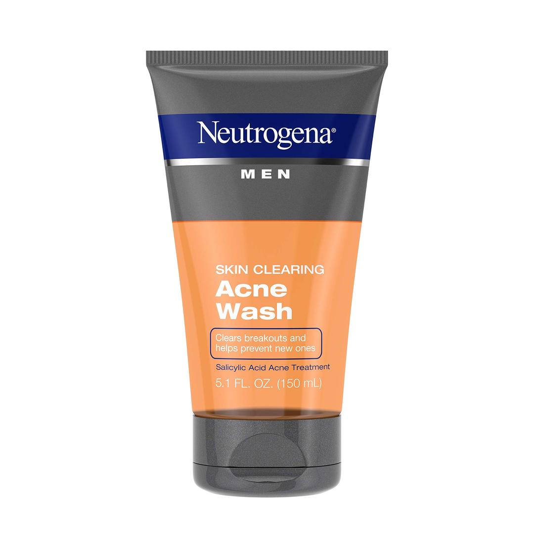 NeutrogenaMen Skin Clearing Daily Acne Face Wash with Salicylic Acid Acne Treatment, Non-Comedogenic Facial Cleanser to Treat & Prevent Breakouts, 5.1 fl. oz (Pack of 2)