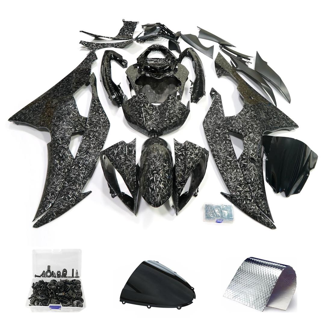 ZXMOTO Motorcycle Fairing Kit Fit for 2008 2009 2010 2011 2012 2013 2014 2015 2016 Yamaha YZF R6 Injection Mold ABS Plastic Bodywork Fairings（Forged Carbon Fiber Look）