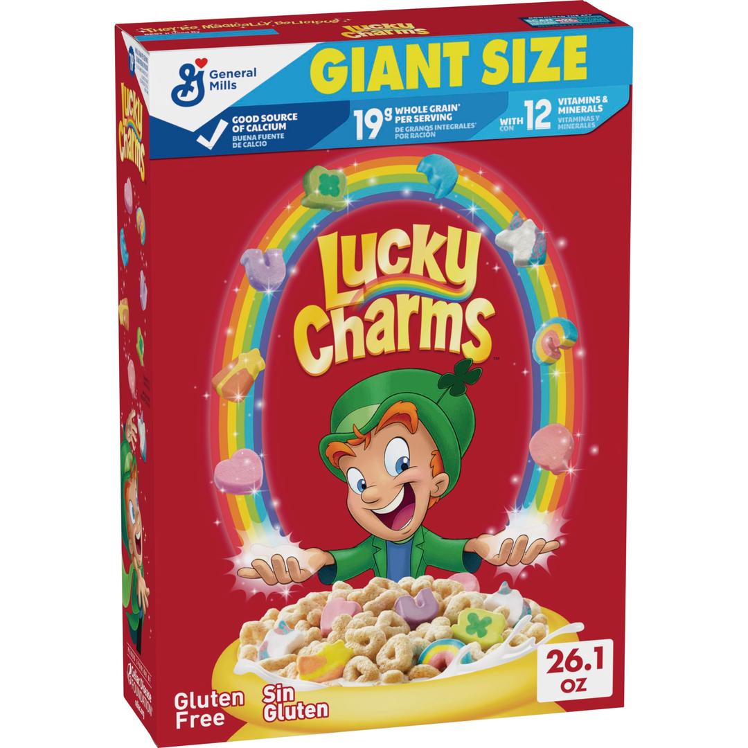 Lucky CharmsGluten Free Cereal with Marshmallows, Kids Breakfast Cereal, Made with Whole Grain, Giant Size, 26.1 oz