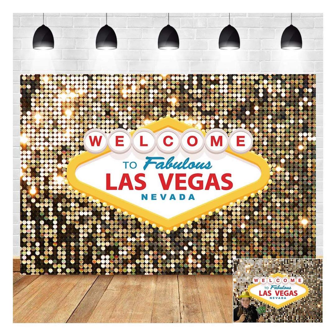 Welcome to Las Vegas Photography Backdrops 7x5ft Vinyl Fabulous Casino Poker Movie Themed Vintage Costume Dress-up Birthday Prom Ceremony Photo Background Studio Booth Props Supplies