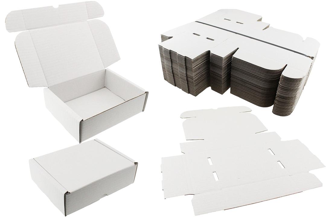 MEG4TEC White Shipping Boxes - Postal Mailing Gift Wedding Packet - Small Parcel Cardboard - 7x5.5x2.25 Inches (17.5cm x 14cm x 6cm) - Pack of 10