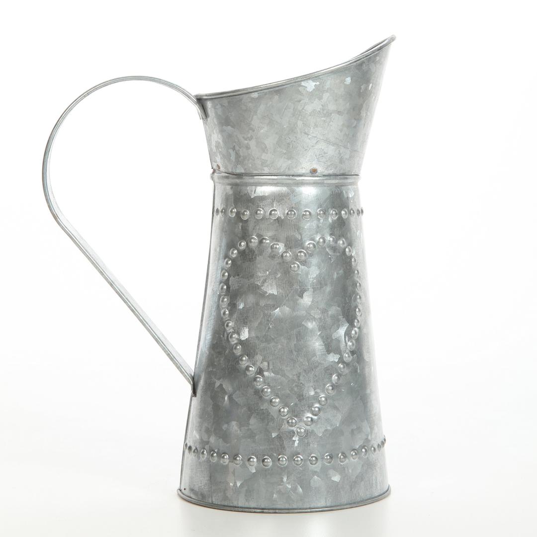 Hosley9.25 Inch High Galvanized Decorative Pitcher. Ideal for Home Wedding Country Living Garden decor. O4