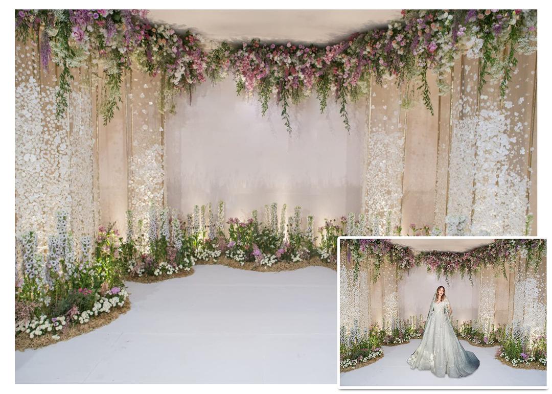 CSFOTO 12x8ft Wedding Backdrop for Cradle Ceremony Backdrop for Proposal Flowers Curtain Wedding Ceremony Banner Bridal Shower  Background  Mother's  Day  Backdrop Floral Marriage Backdrop