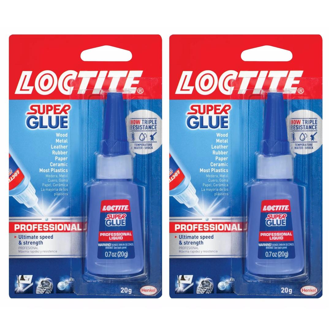 Loctite Super Glue Professional Liquid, 20 Gram Bottle, 2 Pack - Clear Superglue for Plastic, Wood, Metal, Crafts, & Repair, Instant Glue Adhesive, Quick Dry