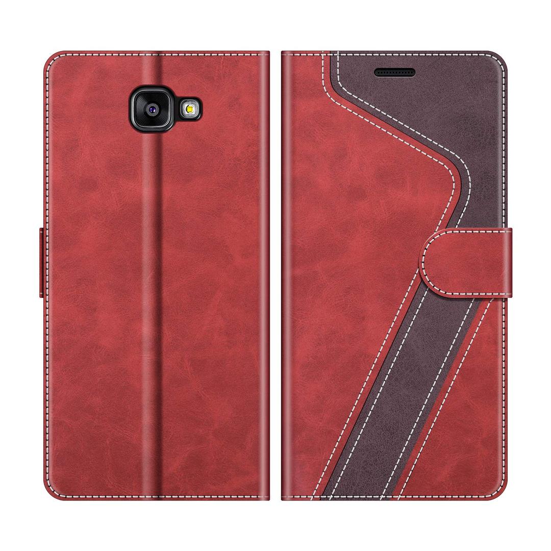 MOBESV Samsung Galaxy A3 2016 Case, Phone Case For Samsung Galaxy A3 2016, Samsung Galaxy A3 2016 Phone Cover, Magnetic Flip Wallet Case for Samsung Galaxy A3 2016 Phone Case, Stylish Red