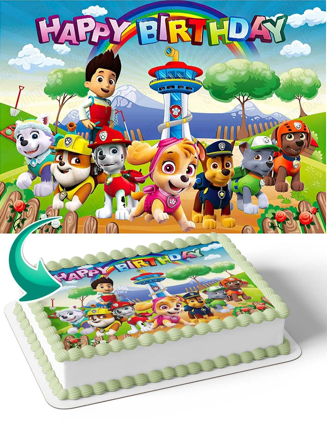 Cakecery CAKECERY Paw Patrol Dog Crew Guards Edible Cake Image Topper Birthday Cake Banner 1/4 Sheet