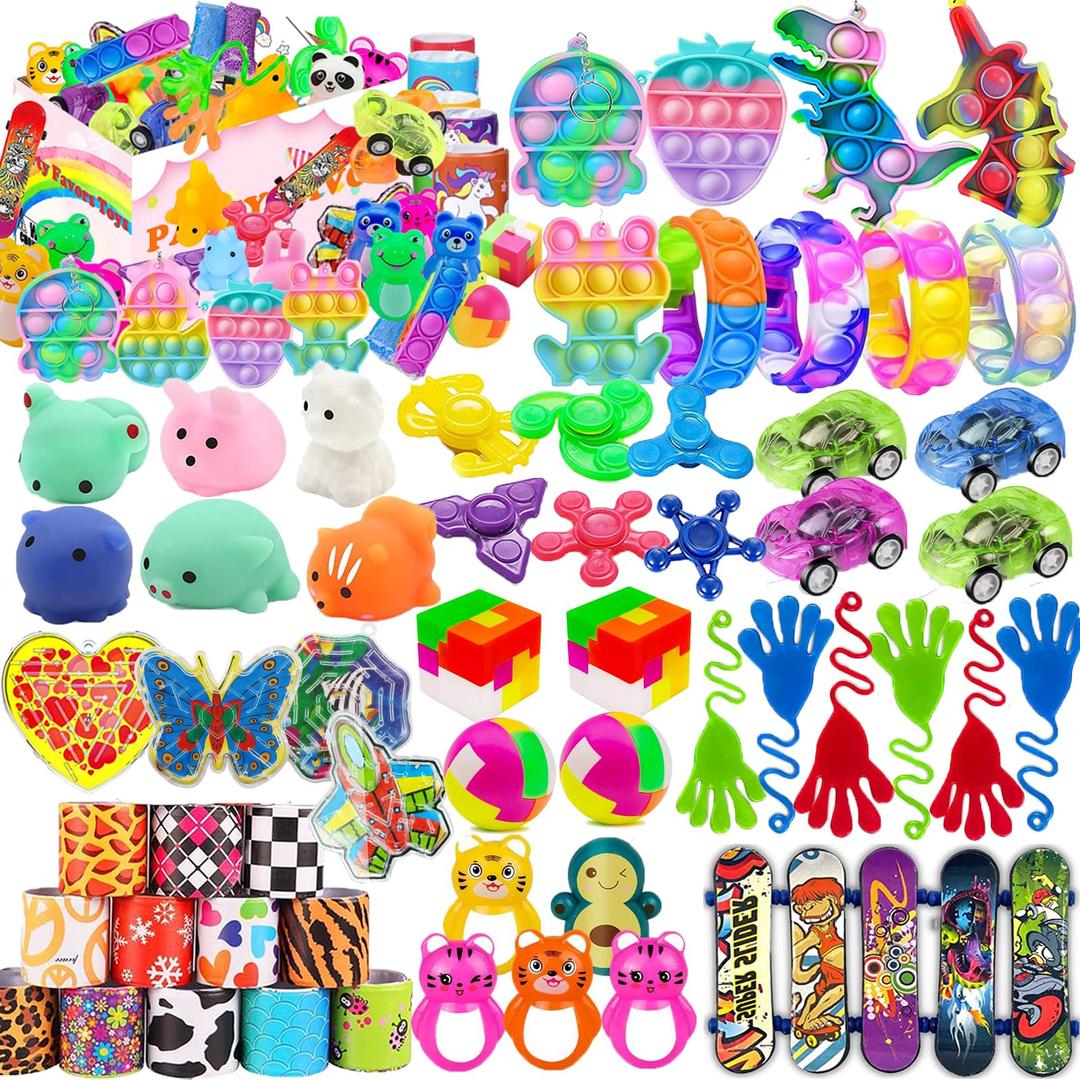 109 Pcs Party Favors for Kids 4-8, Pop Fidget Toys, Goodie Bag Stuffers, Treasure Box Toys for Classroom, Carnival Prizes, Pinata Stuffers, Goodie Bags Filler, Prize Box toys for Kids Classroom