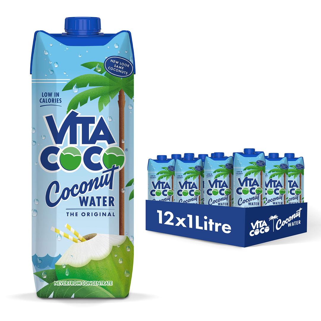 Vita CocoPure Coconut Water (1L x 12) - Naturally Hydrating - Packed With Electrolytes - Gluten Free - Full Of Vitamin C & Potassium