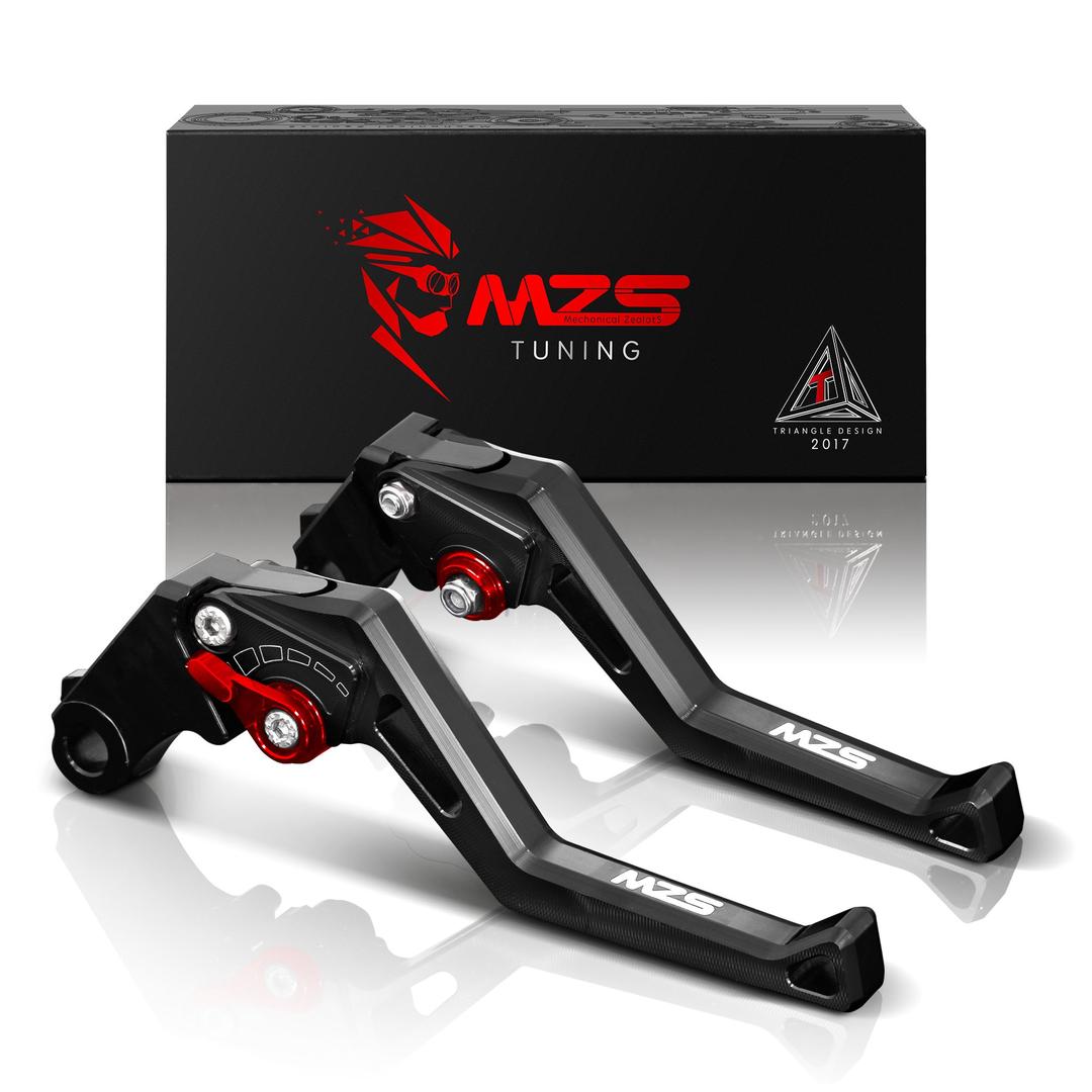 MZS Black Motorcycle Clutch Brake Levers Compatible with Street Triple 08-16 | Tiger 800/XC 11-14 | Tiger 1050 07-16 | Thruxton 04-15 | Bonneville/Scrambler 06-15 | Rocket 3 04-16 | Daytona 04-06