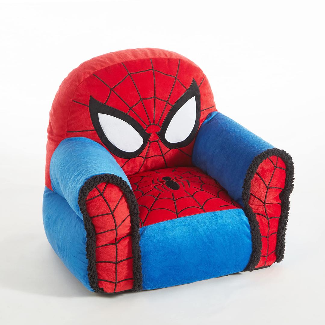 Idea NuovaMarvel Spiderman Figural Bean Bag Chair with Sherpa Trim, Ages 3+, Polyester, Red, Medium