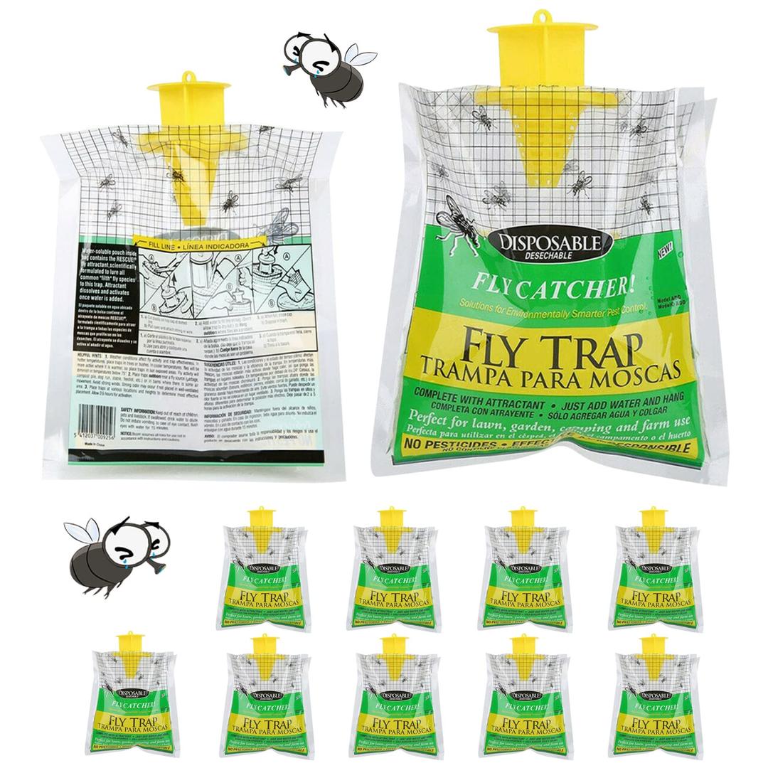 URbazaarDisposable Fly Trap Catcher Practical Effective Pest Control Insect Trap Non-toxic Hanging Style Catcher Fly Trap Bag (10 pcs)