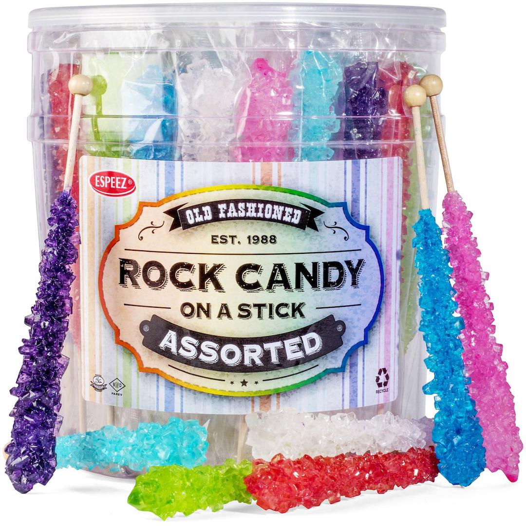 36 Extra Large Assorted Rock Candy Sticks: Espeez - Candy Party Favors - for Birthdays, Weddings, Receptions, Bridal, Baby Showers - Rock Candy Bulk