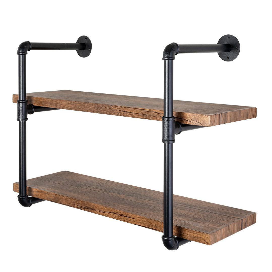 Honey-Can-Do 2-Tier Black Industrial Wall Shelf SHF-08843 Rustic