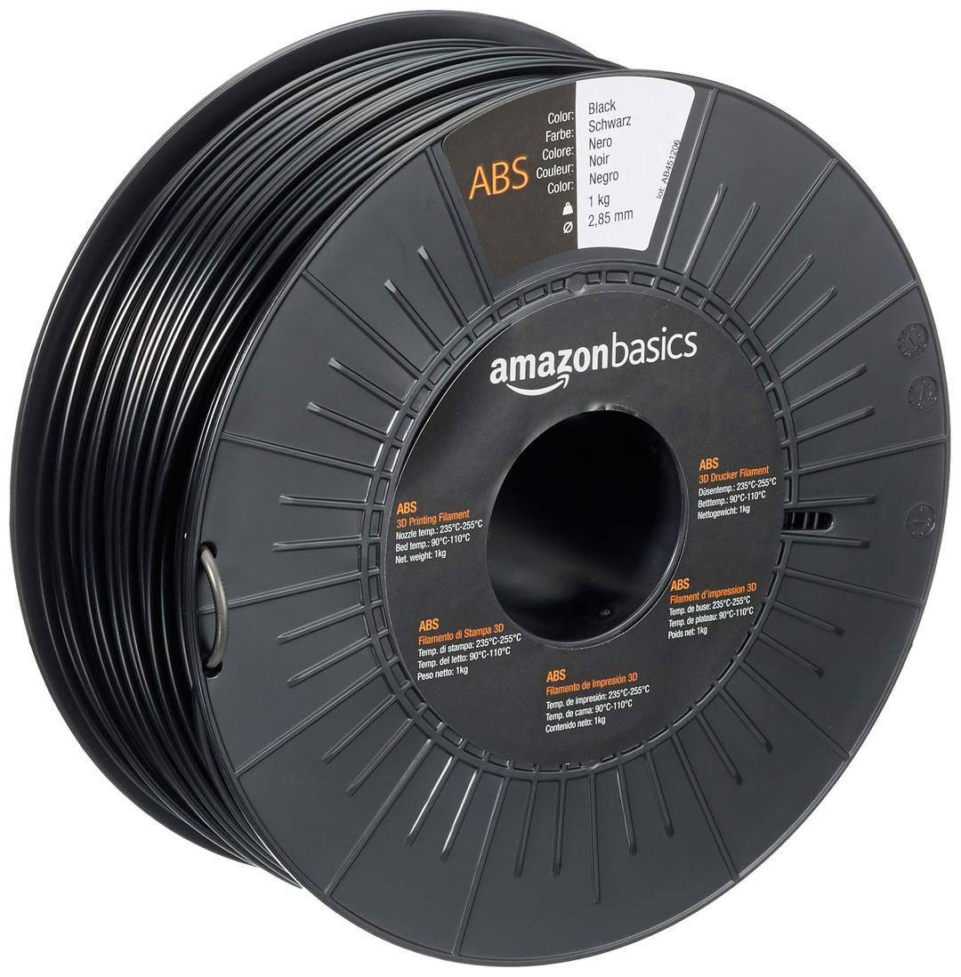 Amazon Basics ABS 3D Printer Filament, 2.85mm, Black, 1 kg Spool