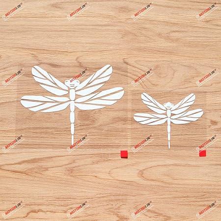 Dragonfly Vinyl Decal Sticker - 2 Pack White, 4 Inches, 6 Inches - Die Cut No Background for Car Boat Laptop 08270B