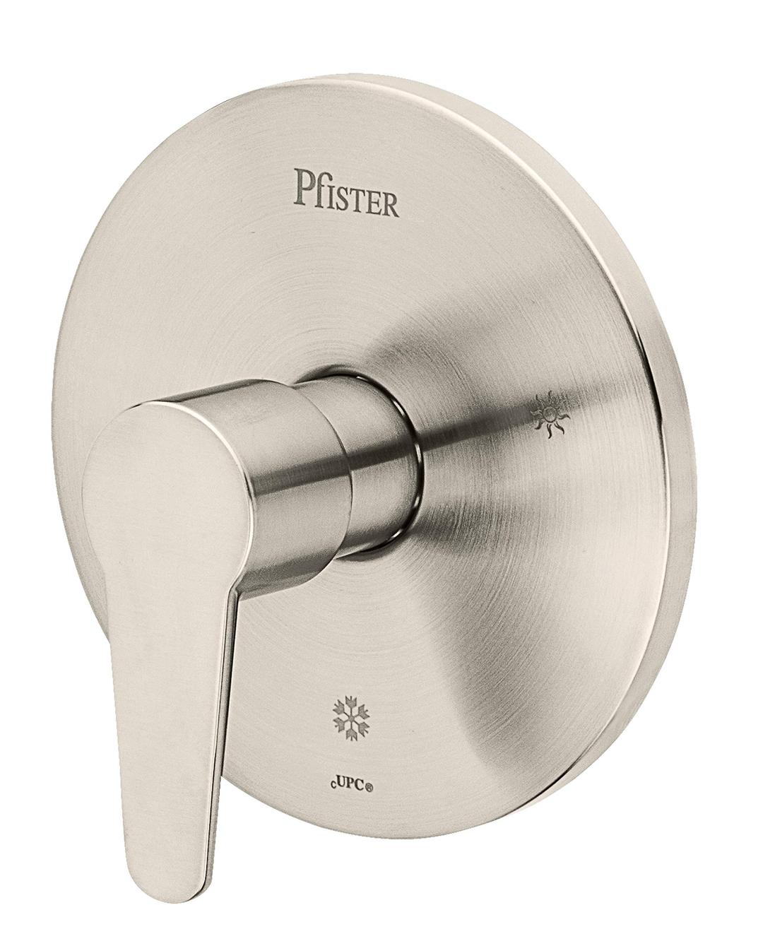 Pfister Pfirst Modern Valve Trim Only (Valve Body Sold Separately), Single Handle, 1-Hole, Brushed Nickel Finish, R89040K