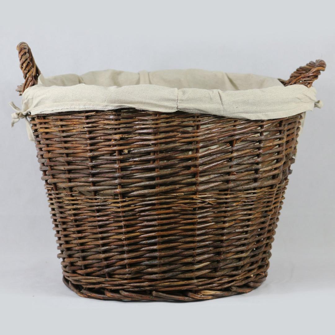 Inglenook ROUND WICKER Log Basket With REMOVABLE Lining- (FIRE161)