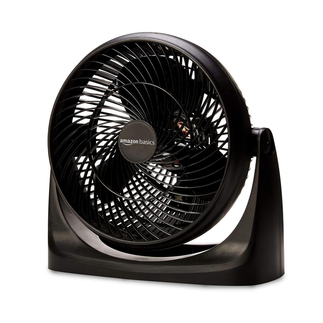 Amazon Basics 15-Inch Air Circulator Desk Fan with 90-Degree Tilt Head and 3 Speed Settings, 70 Watts, Ultra Quiet (30 dB), Lightweight and Portable (4 LBS), Black, 7.6"D x 14.8"W x 14.1"H