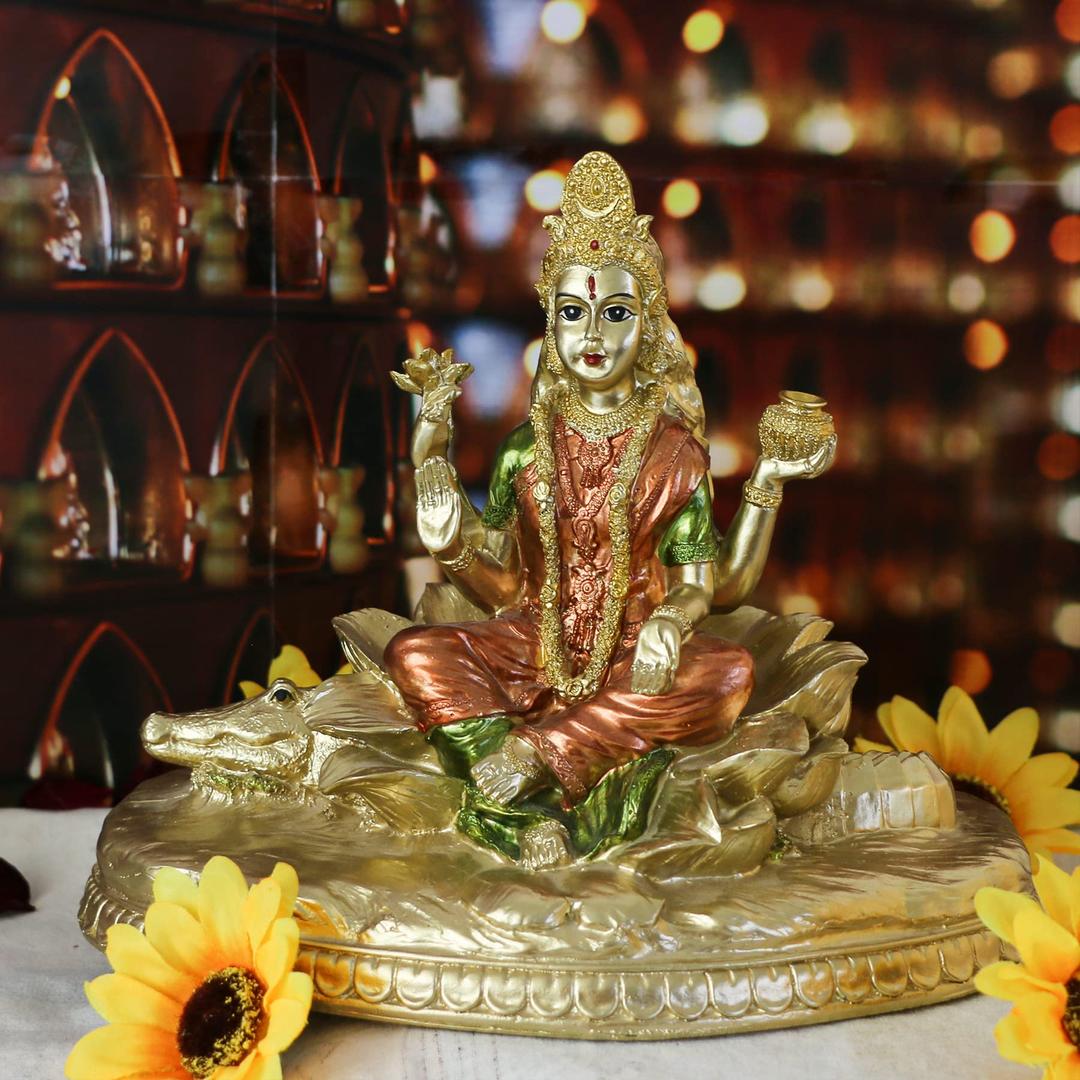 Hindu Goddess Ganga Statue - Indian God Lord Ganges Sculpture India God Ganga Maa Murti Figurine Hinduism Home Puja Temple Mandir Buddha Pooja Decor Diwali Gift Yoga Altar Shrine Spiritual Prayer Item