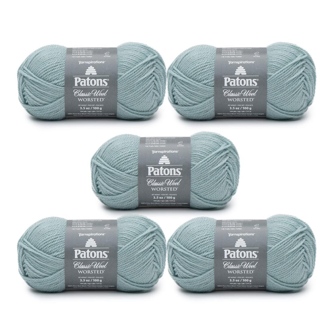 PatonsClassic Wool Seafoam Yarn - 5 Pack of 3.5oz/100g - Wool - 4 Medium - 210 Yards - Knitting/Crochet