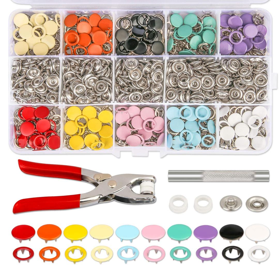 K Kwokker Snaps Buttons for Sewing with Snap Pliers 9.5mm 𝟐𝟎 𝐂𝐨𝐥𝐨𝐫𝐬 Metal Snaps for Clothes, Children's Bodysuit, Romper, Bib Crafting, Snap Fasteners Kit for Clothing