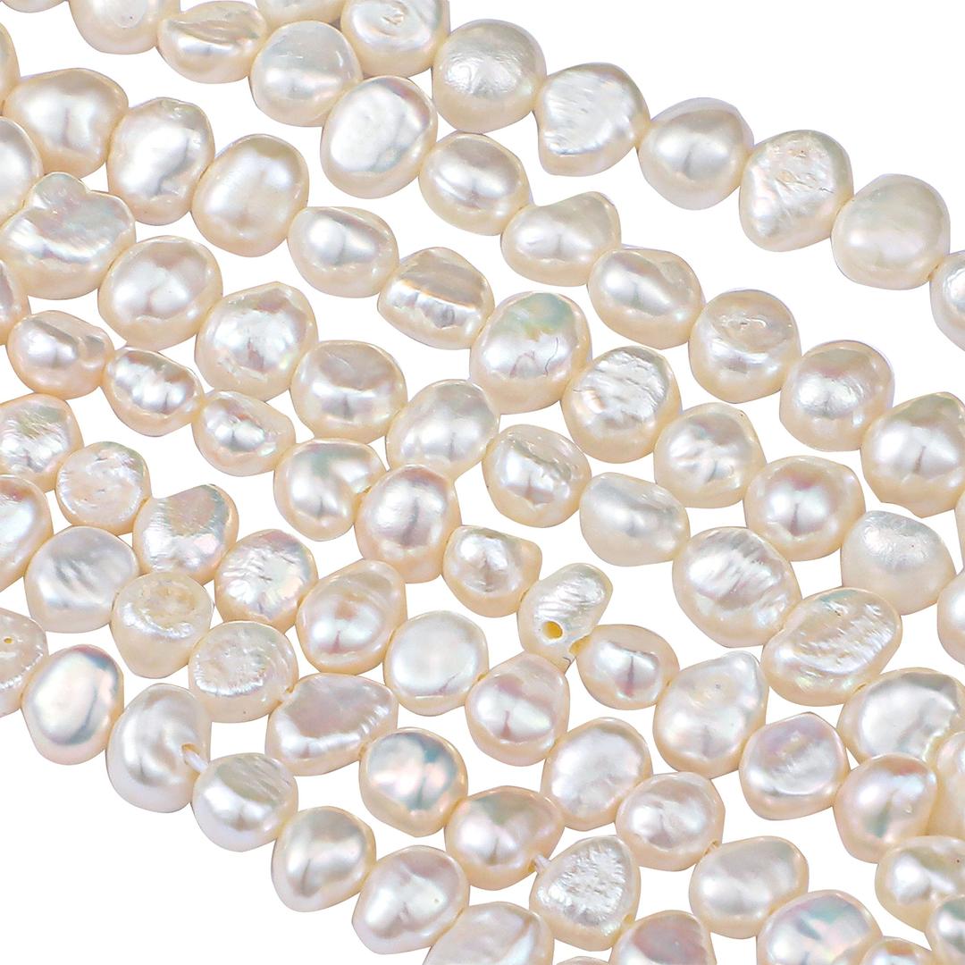 2 Strands Freshwater Pearl Beads Natural Genuine Freshwater Cultured Pearl Irregular Pearl Beads Freshwater Pearl Beads for Jewelry Making (5-6 mm 6-7 mm,White)