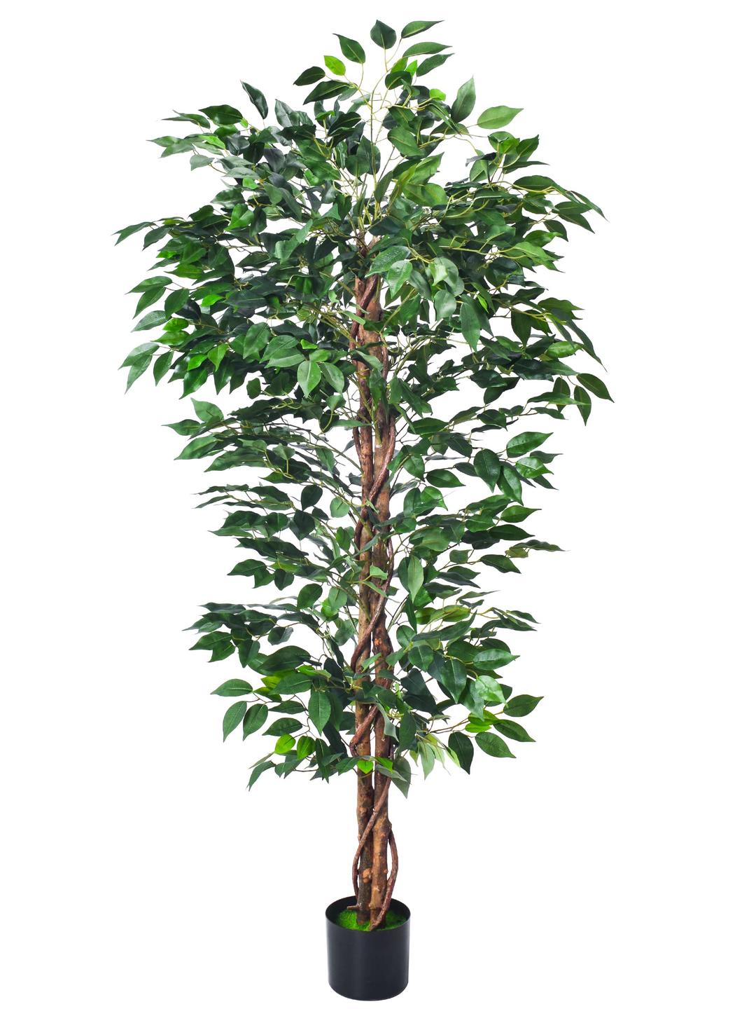 Artificial Ficus Tree 5FT Faux Silk Plants with Sturdy Plastic Nursery Pot,Fake Ficus Trees for Home Office Farmhouse Indoor Outdoor Decor Perfect Housewarming Gift (5FT-1Pack)