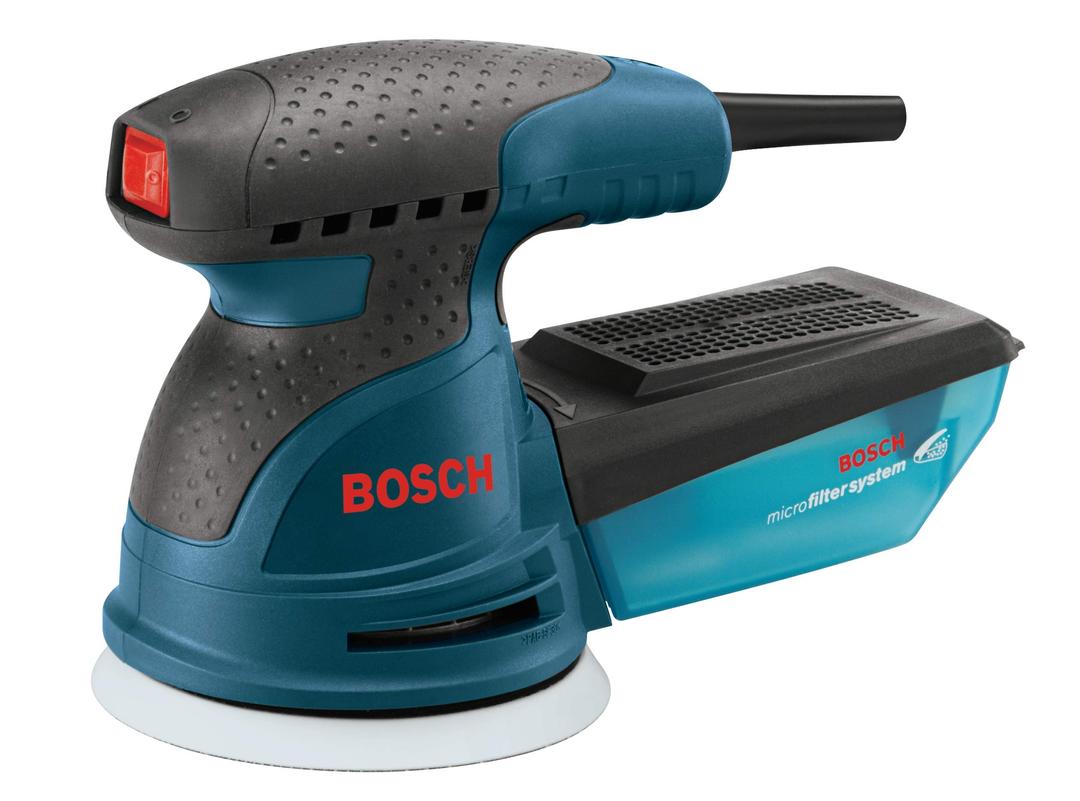 BOSCH ROS20VSK Palm Sander 2.5 Amp 5 in. Corded Variable Speed Random Orbital Sander/Polisher Kit with Dust Collector and Hard Carrying Case