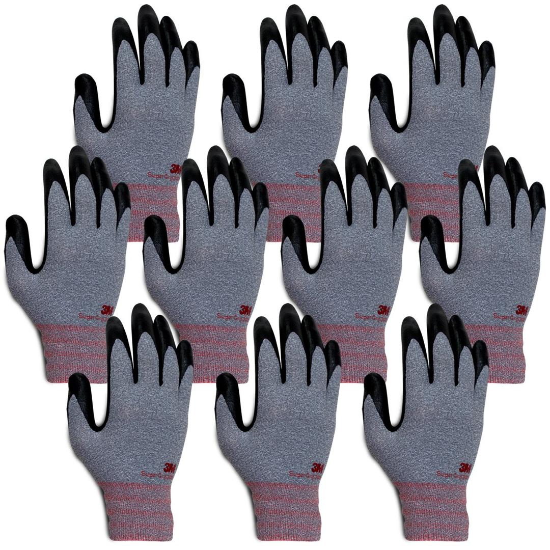 3MSuper Grip 200 All Day Comfort Nitrile Foam Coated Work Gloves -10 Pairs (Medium, Gray)