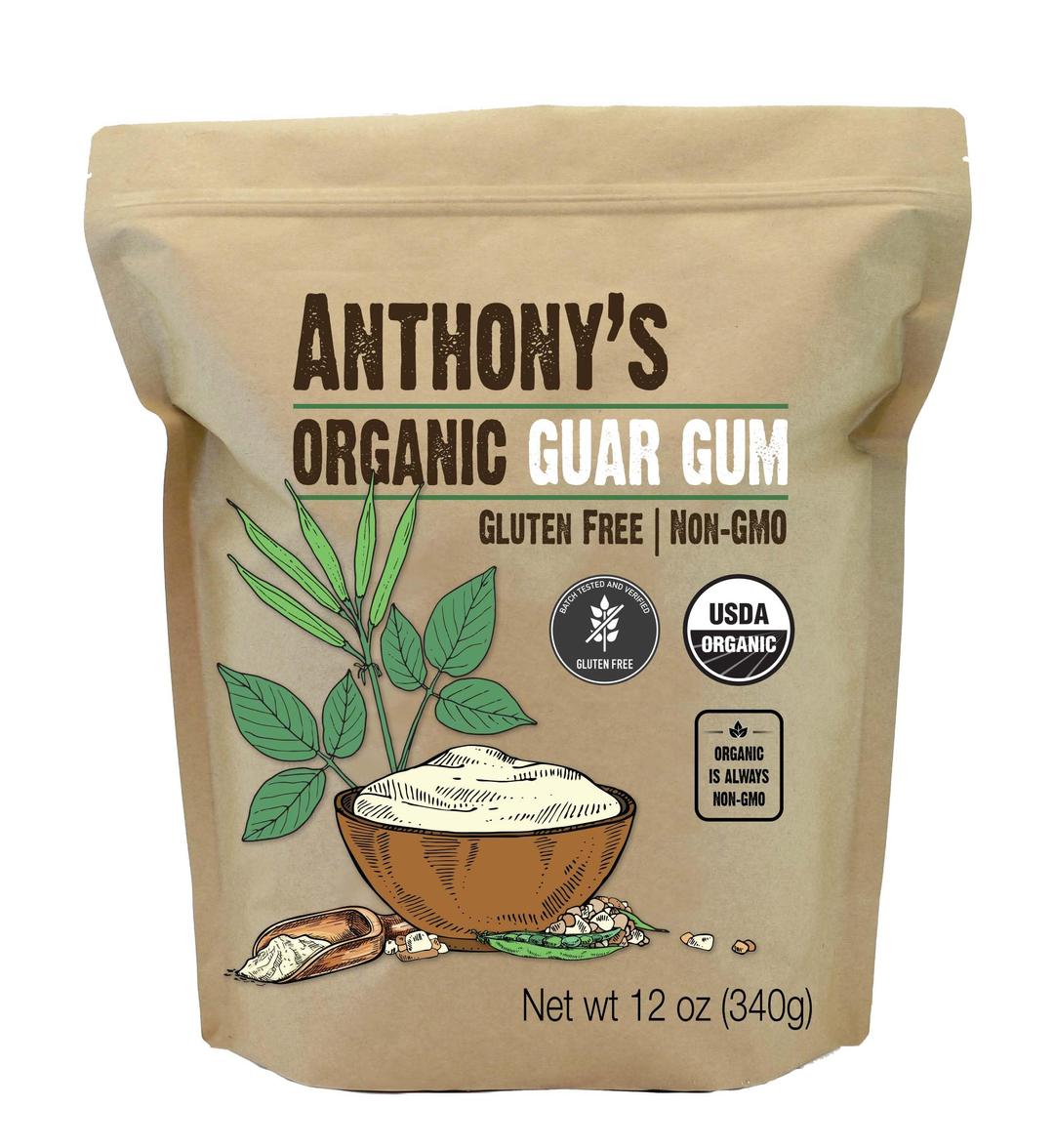 Anthony's Organic Guar Gum Powder, 12 oz, Gluten Free, Non GMO, Keto Friendly