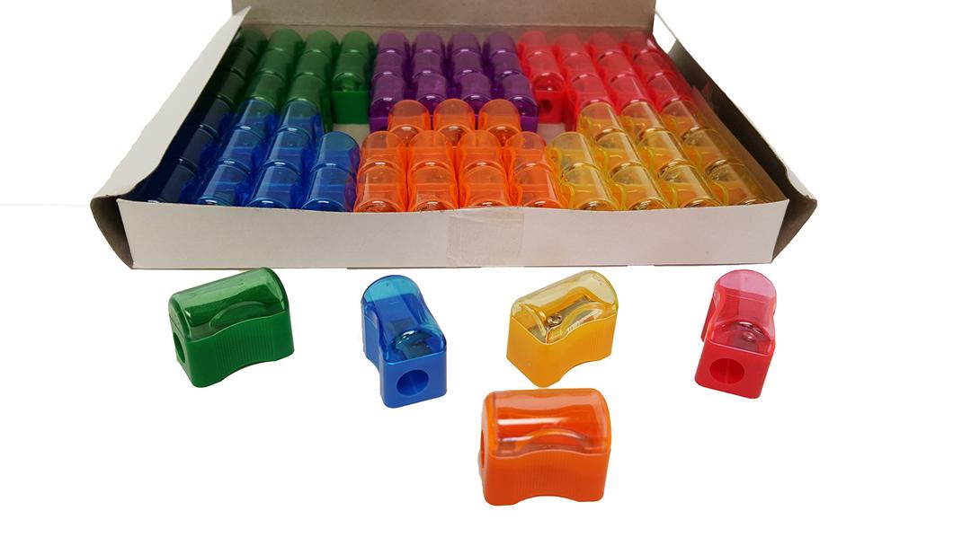 Pencil Sharpeners For Kids with Removable Neon Colored Lids (144 Pack)