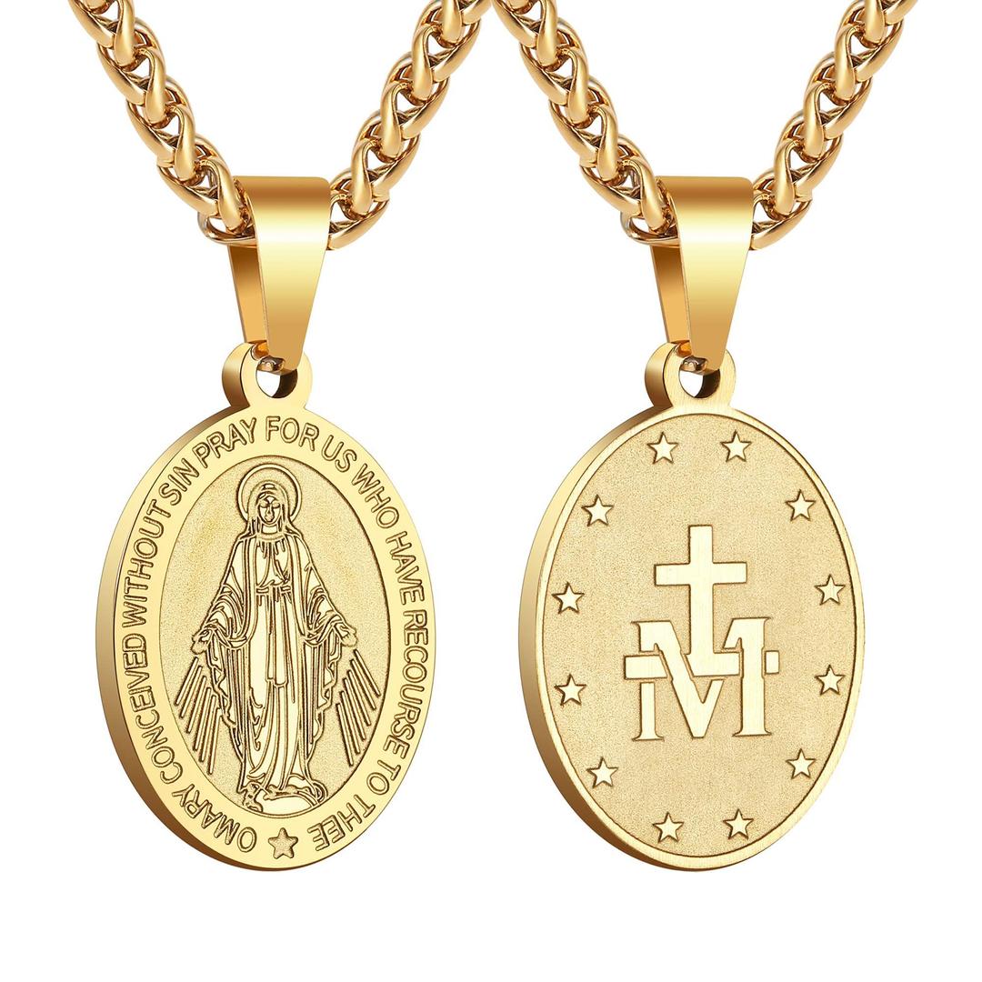 RSSaint St Michael/Christopher/Jude/Benedict/Joseph/Anthony Medal Necklace for Men Boys 24 Inch Religious gift