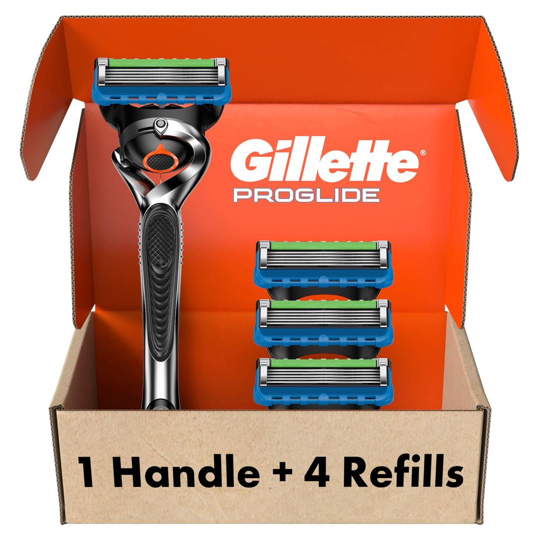 GilletteFusion ProGlide Razors for Men, 1 Gillette Razor, 4 Razor Blade Refills, Shields Against Skin Irritation