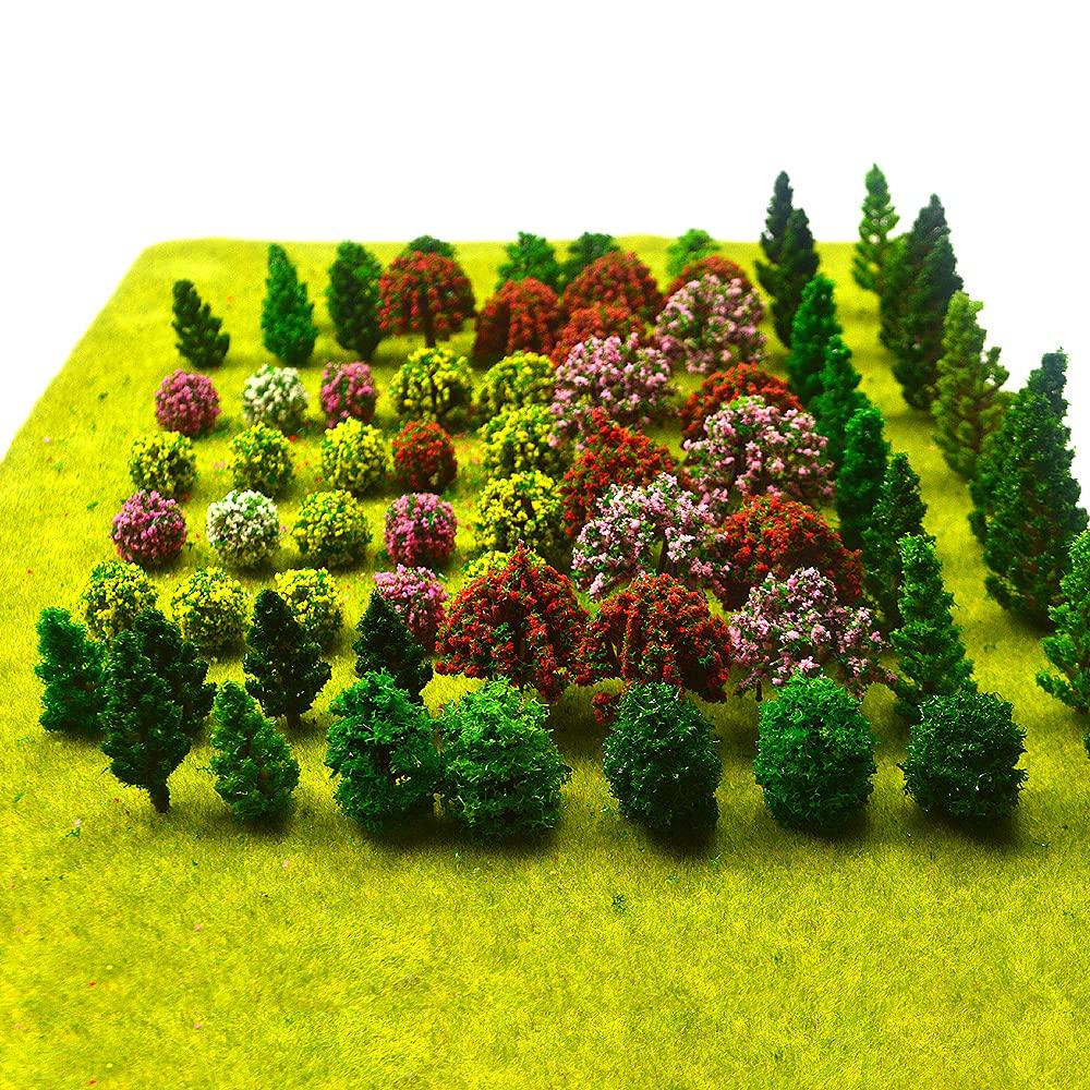 70pcs Mini Model Trees Mixed Miniature Trees Model Train Scenery Artificial Wargame Trees Model Railroad Scenery Diorama Supplies for DIY Scenery Landscape