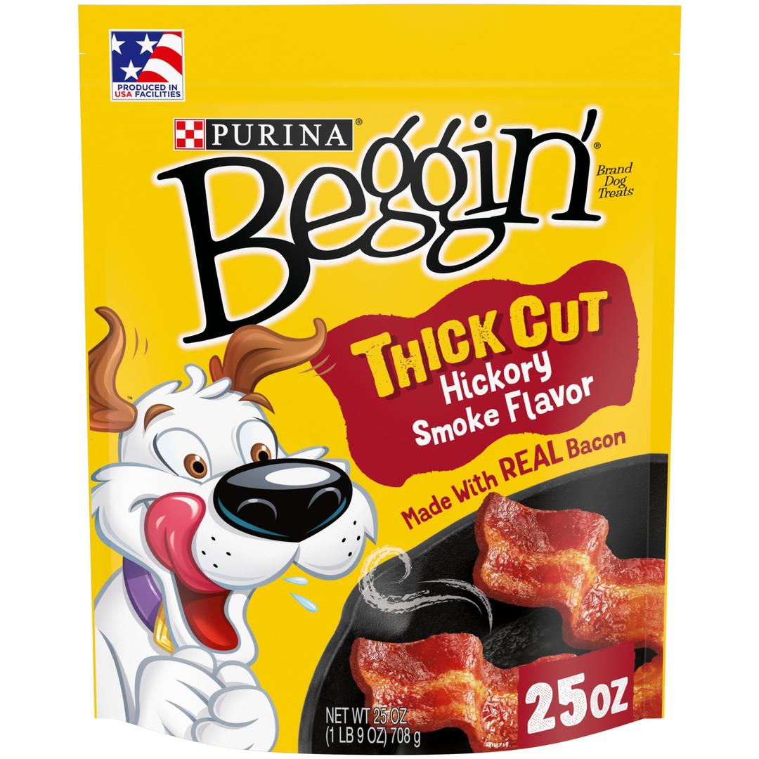 Purina Beggin' Strips With Real Meat Dog Treats, Thick Cut Hickory Smoke Flavor - 25 oz. Pouch