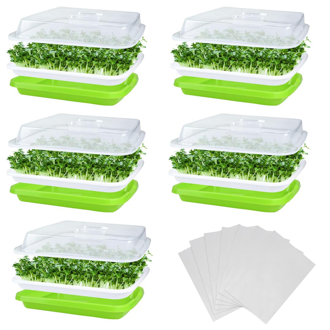 MilkarySeed Sprouter Tray Seed Germination Tray Nursery Tray for Seedling Planting Big Capacity Healthy Wheatgrass Grower Sprouting Container Kit with Lid, Suit for Kitchen Garden, BPA Free