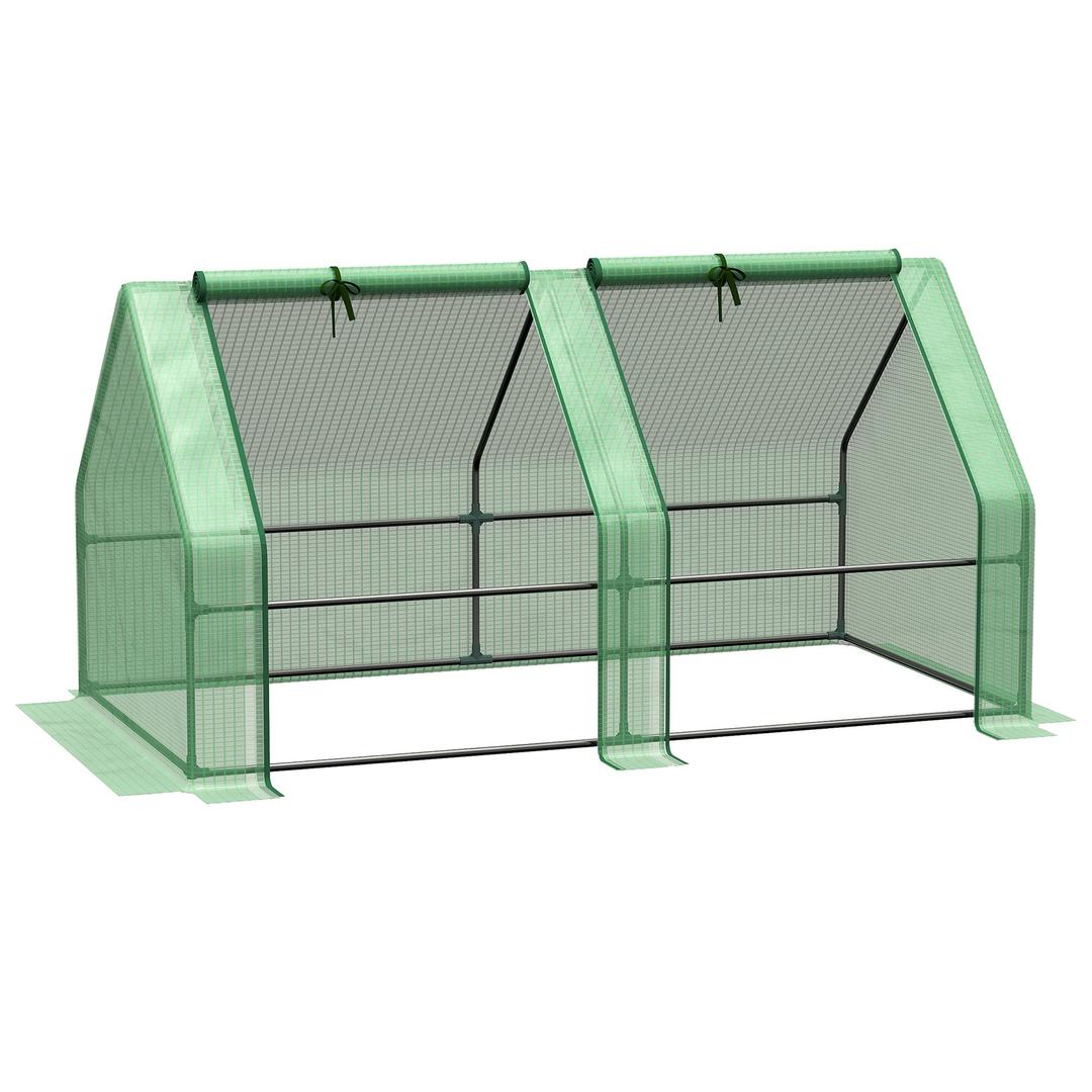 Outsunny6' x 3' x 3' Portable Mini Greenhouse Outdoor Garden with Large Zipper Doors and Water/UV PE Cover, Green