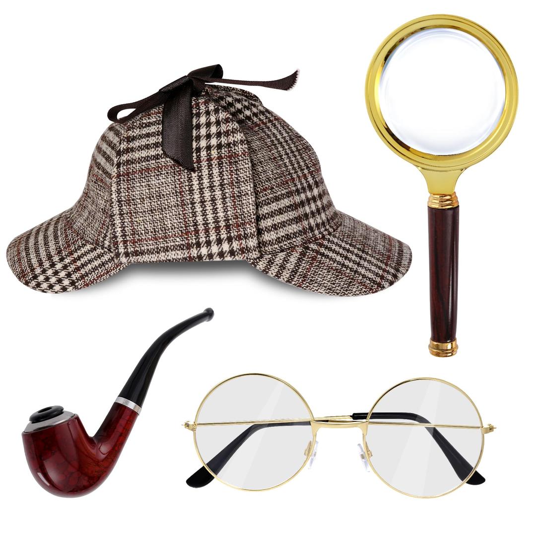 HOVEOX Detective Costume Accessories Set Detective Costume Hat Detective Dress Up Costume Detective Prop Halloween Costume