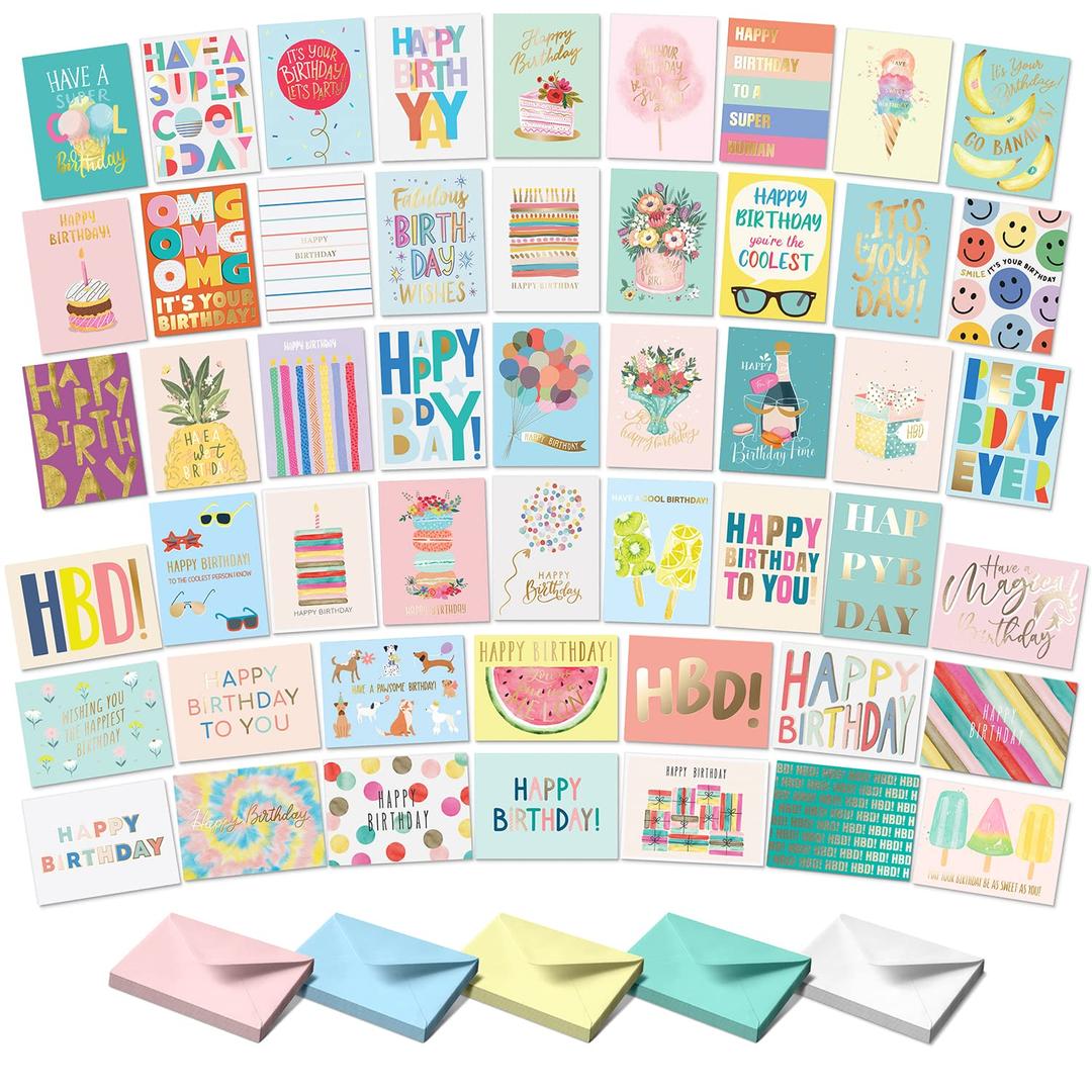 Sweetzer & Orange Birthday Happy Birthday Cards with Envelopes and Assortment Box. Variety Set of 20 Assorted Birthday Cards with Envelopes, Bulk Greeting Cards Assortment