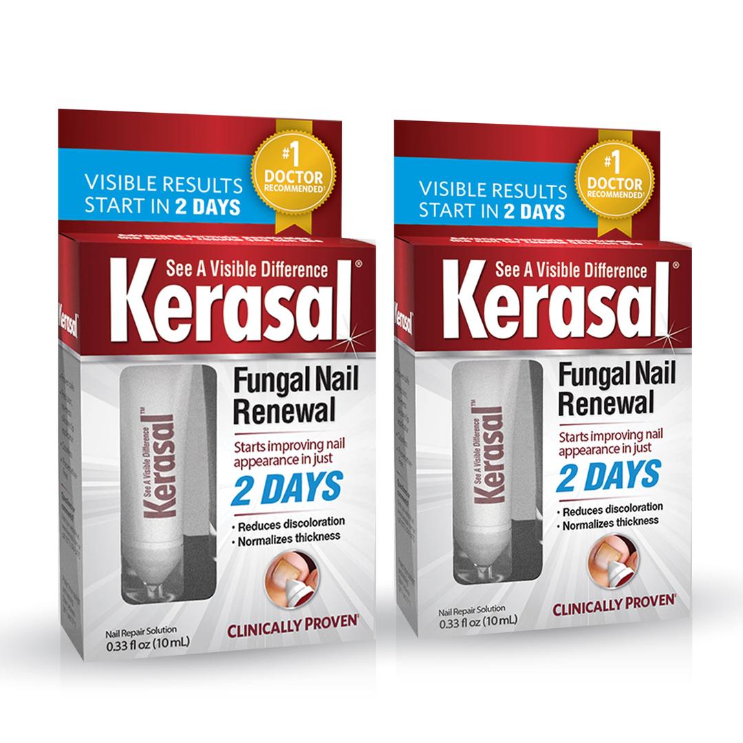 Kerasal Nail Renewal, Restores Appearance of Discolored or Damaged Nails, 0.33 fl oz (Pack of 2, Packaging May Vary)