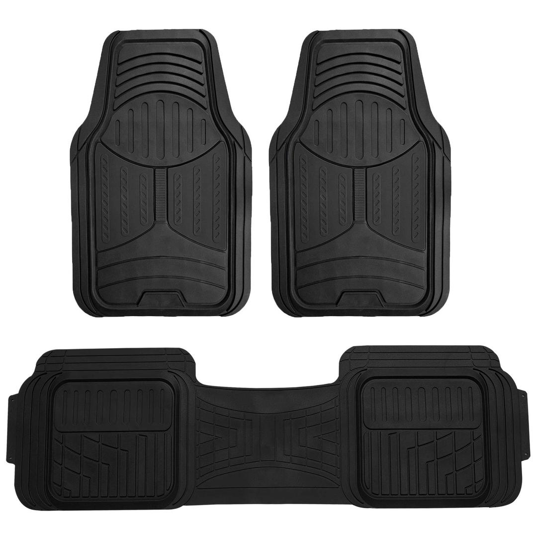 FH GroupCar Floor Mats - Heavy-Duty Rubber Floor Mats for Cars, Universal Fit Full Set, Trimmable Automotive Floor Mats, Climaproof Floor Mats for Most Sedan, SUV, Truck Floor Mats Black