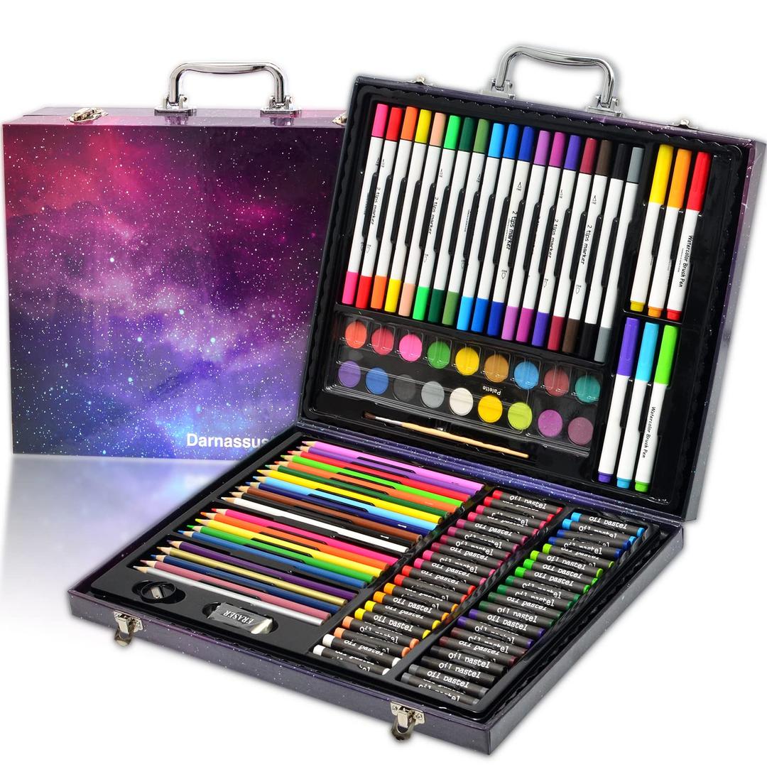 132-Piece Art Set, Deluxe Professional Color Set, Creating Gift Box, Art Set Crafts Drawing Painting Christmas Kit for Kids and Adult, Girls Boys