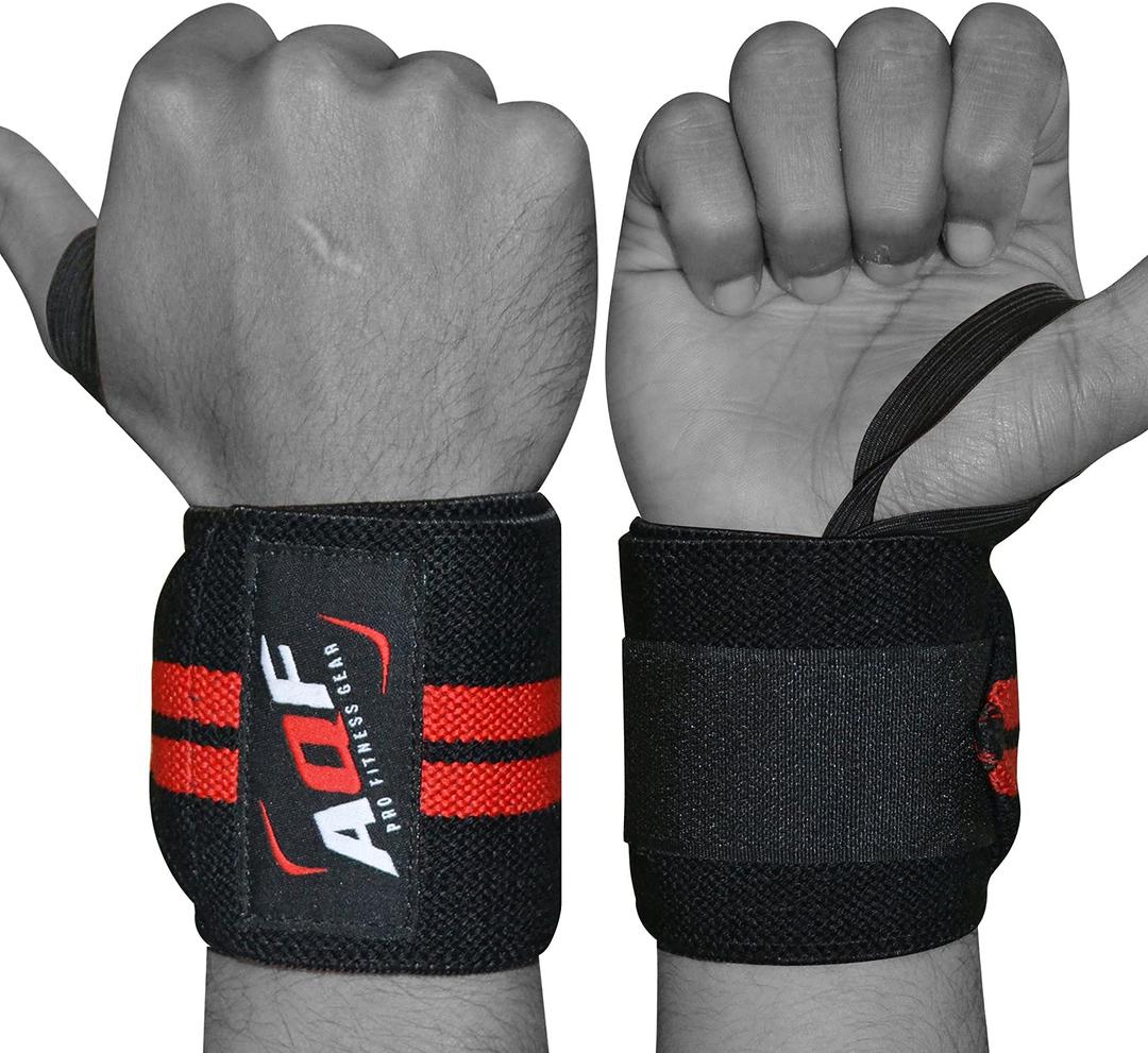 AQF Power Weight Lifting Wrist Wraps Supports Gym Training Fist Straps - Sold as Pair & One Size Fits All